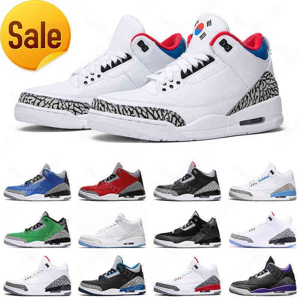 

outdoor boots 2022 new men basketball shoes 3s jumpman 3 cardinal red pine green racer blue cool grey hall of fame court purple laser orange, Black