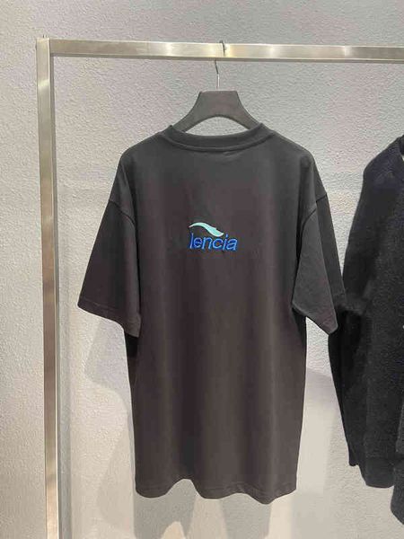 

men's hoodies sweatshirts spring and summer embroidery seagull letter printing men's women's os version t-shirt short sleeve, Black