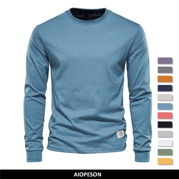

mens tshirts aiopeson solid color cotton t shirt men casual oneck long sleeved tshirts spring autumn basic tshirt male 220826, White;black