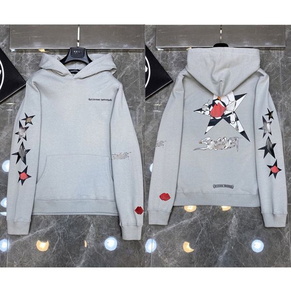 

men's classic luxury sweatshirts brand ch designer hoodie fashion men women horseshoe sanskrit loose zipper jacket pullover hooded coa, Black