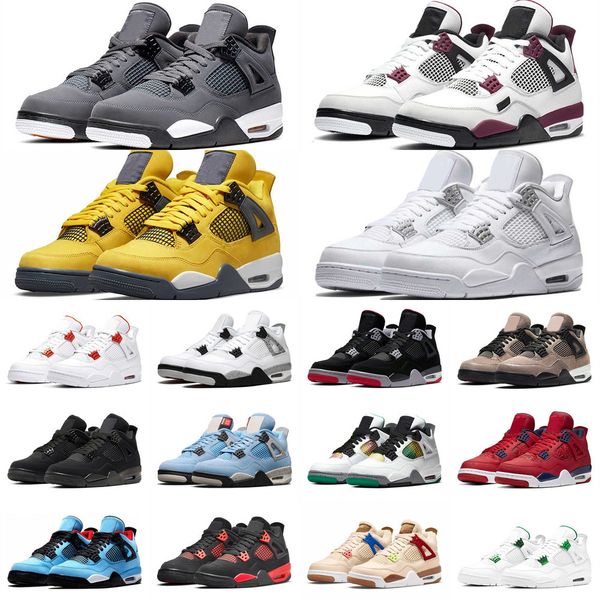 

shoes white oreo jumpman 4 4s basketball university blue black cement pure money trainers silt red splatter metallic green purple men