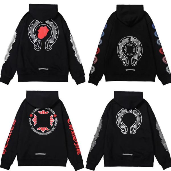 

fashion luxury men's sweatshirts classic brand ch zipper hoodies women men pullover hooded designer horseshoe sanskrit hoodie sweater j, Black