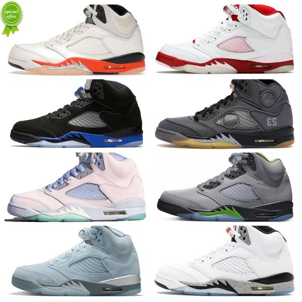 

boots designer 2022 racer blue unc jumpman 5 5s mens basketball shoes jumpmans 5s green bean easter sail white oreo raging bull jade what th, Black