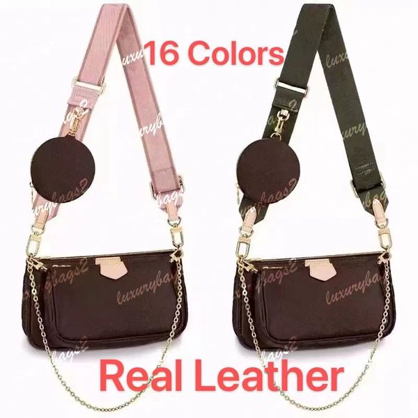 

5a women luxurys designers bags wallet multi pochette purse fashion bag crossbody genuine leather 3 pcs set floral chains clutch shoulder me