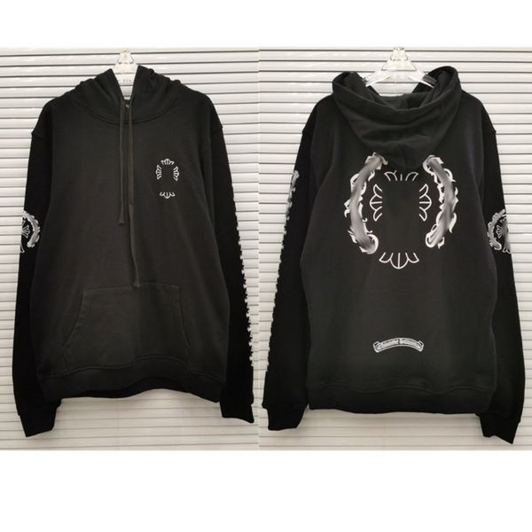 

classic men's luxury sweatshirts brand ch designer hoodie fashion men women horseshoe loose zipper jacket pullover hooded coat sweater, Black