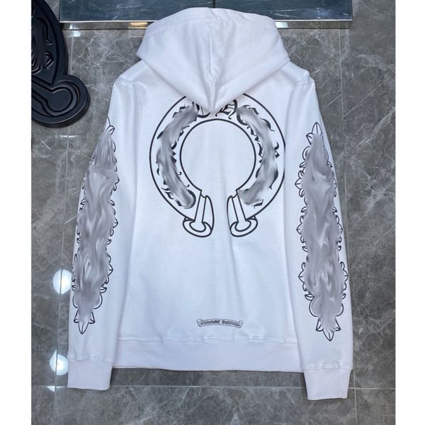 

luxury men's fashion sweatshirts classic ch brand hoodie loose zipper jacket pullover hooded designer horseshoe sanskrit coat women sw, Black