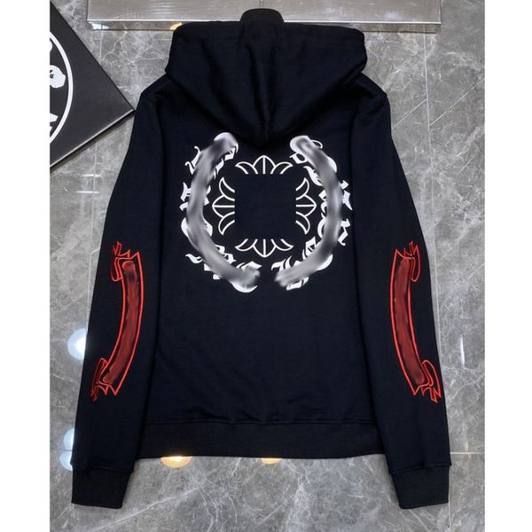 

men's fashion luxury sweatshirts classic ch brand hoodie hooded designer horseshoe sanskrit loose zipper jacket pullover coat women sw, Black