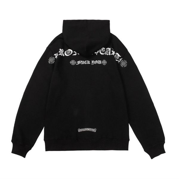 

classic men's luxury sweatshirts ch designer hoodie fashion men women horseshoe sanskrit loose zipper jacket pullover hooded coat swea, Black