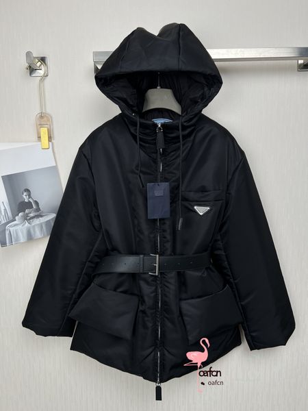 

designer women's down jackets winter jackets coats warm stylish parka belts ladies nylon coats coats large, Black