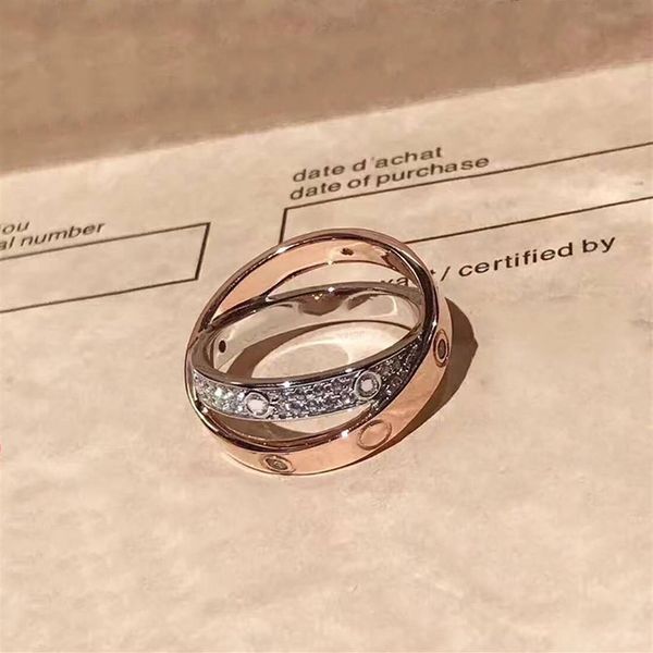

fashion 925 sterling silve mother rings silver rose gold love rings silver lover's ring screw wedding cz stones b320n, Slivery;golden