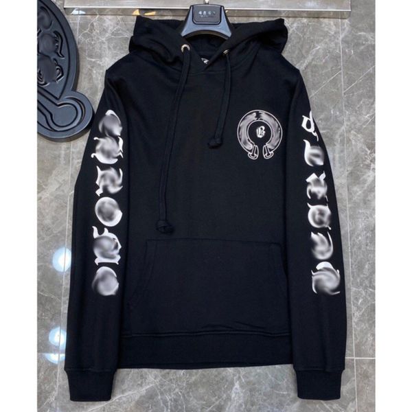 

fashion luxury men's sweatshirts classic ch brand hoodie hooded designer horseshoe loose zipper jacket pullover coat women sweatshirt, Black