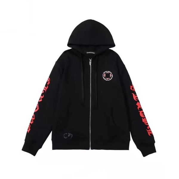 

men's luxury fashion sweatshirts classic brand ch zipper hoodies women men loose pullover hooded horseshoe sanskrit hoodie sweater jack, Black