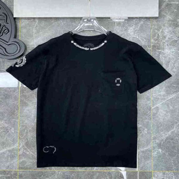 

t-shirt luxury classic mens t shirts ch brand fashion men sanskrit letter horseshoe cross designer tshirts man hip hop sweater summer loose, White;black