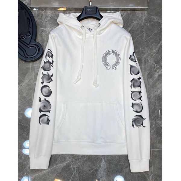 

classic luxury men's sweatshirts brand ch designer hoodie fashion men women horseshoe sanskrit loose zipper jacket pullover hooded coa, Black