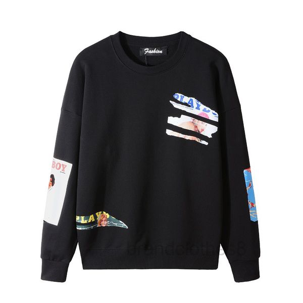 

amiiriss designer hoodie pullover sweatshirt long sleeve fall casual trendy round neck shirt print loose sweater axbg, Black
