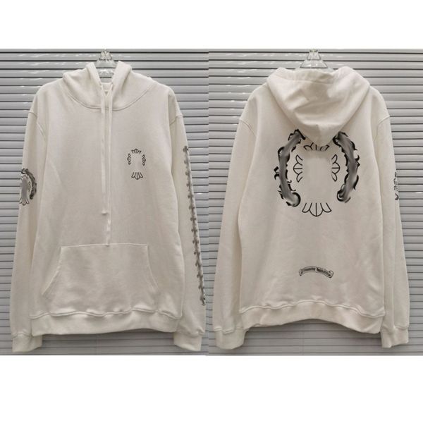 

luxury classic men's sweatshirts brand ch designer hoodie fashion men women horseshoe sanskrit loose zipper jacket pullover hooded coa, Black