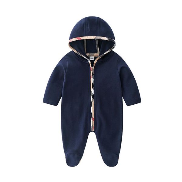 

retail baby long sleeve cotton hoodie romper newborn christmas 0-12m rompers toddle infant bodysuit children one-piece onesies jumpsuit2160, Blue