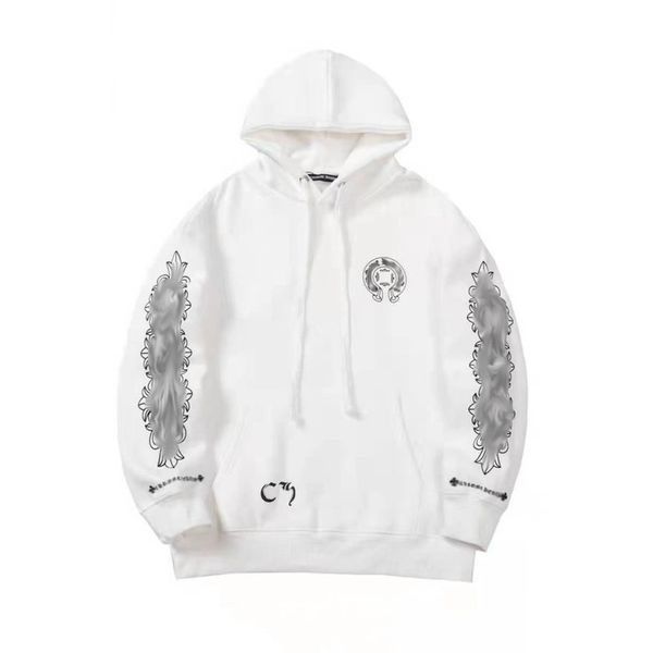 

men's luxury classic sweatshirts ch brand fashion hoodies men woman horseshoe sanskrit cross pullover hooded zipper sweater loose jacke, Black