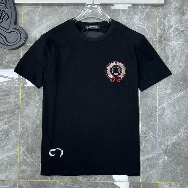 

classic luxury mens t shirts ch brand fashion men sanskrit letter t-shirt horseshoe cross designer tshirts man hip hop sweater summer loose, White;black