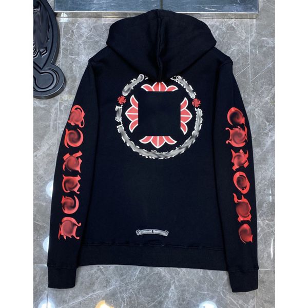 

fashion men's luxury sweatshirts classic ch zipper hoodies women men loose pullover hooded designer horseshoe sanskrit hoodie sweater j, Black