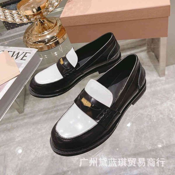 

spring other shoes and summer cowhide lucky fortune gold coin round head flat bottom shallow mouth british style casual shoes lefu single wy, Black;white