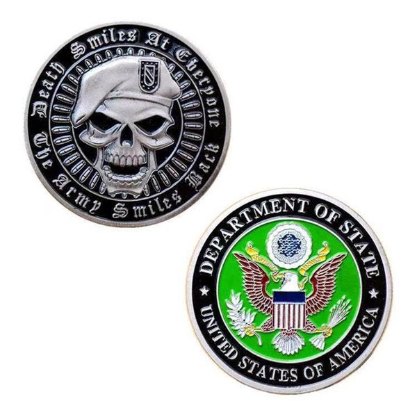 

20pcs non magnetic craft usa military challenge coin green beret in god we trust state department statue of liberty & eagle metal token258s