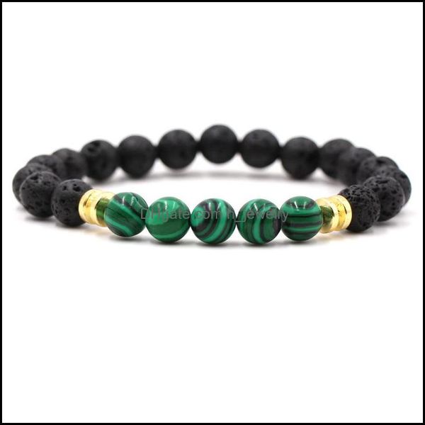 

charm bracelets handmade 8mm malachite buddha bracelet black lava stone beads diffuser bracelets men summer women jewelr dhseller2010 dhent, Golden;silver