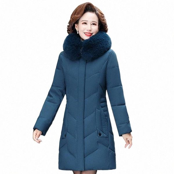

women's down & parkas women's down & parkas 2021 winter long jackets women embroidery zipper thicken fur hooded cotton middle-aged, Black