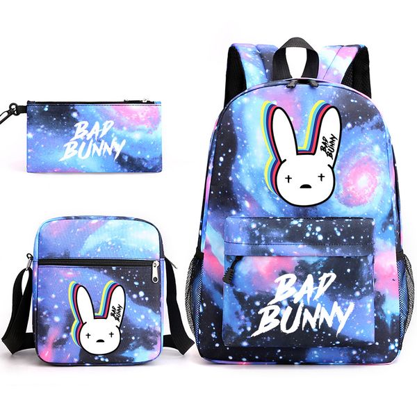 

2022 new arrival accessories custom bad bunny shoulder bag pattern print boys girls school bags kids backpack set casual large capacity trav, Silver