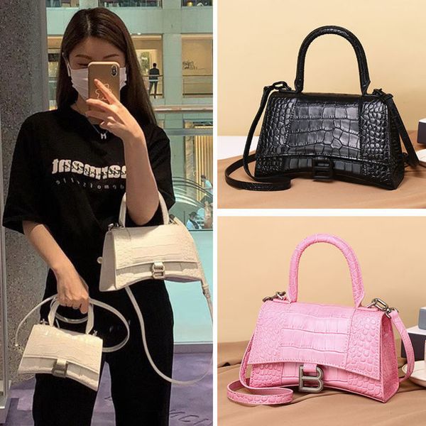 

designer hourglas bags balencaigass handbags leather new womens net red pop crocodile hourglas bag fashion versatile bag single sh