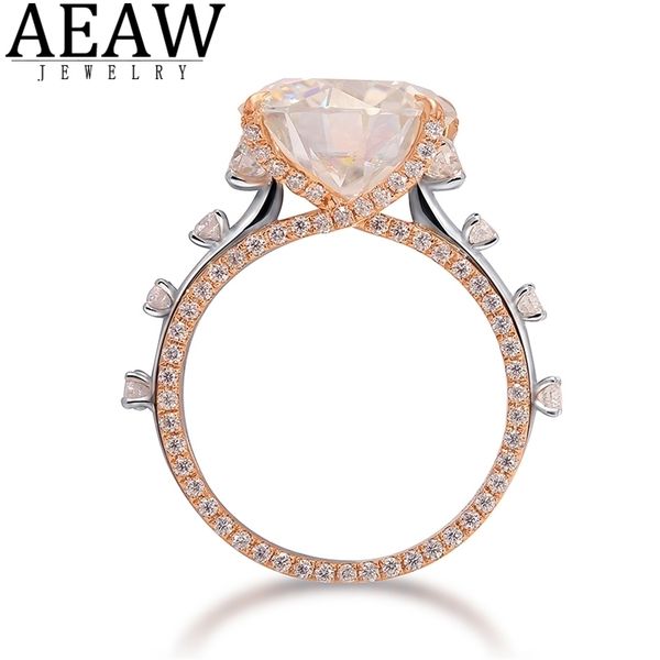 

solitaire ring wedding rings d color 50carat 110mm round brilliant cut engagement solid 14k two tone gold white yellow fine 220829, Golden;silver