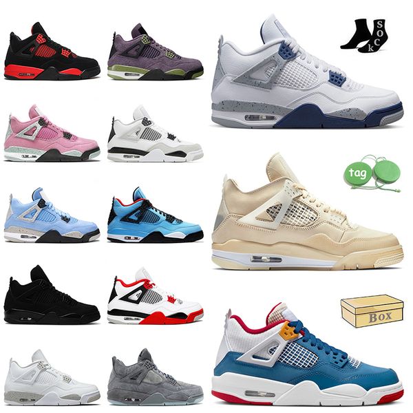 

jumpman 4 4s basketball shoes midnight navy sail messy room with box 2022 black cat seafoam white oreo military taupe haze women mens traine