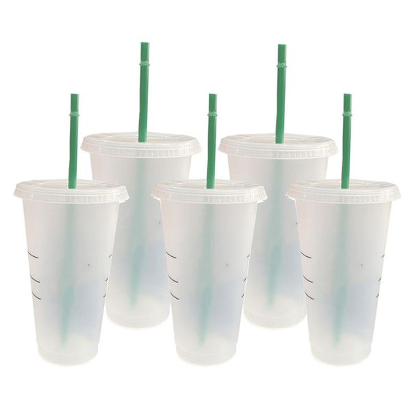

mermaid goddess star logo 24oz/710ml plastic mugs tumbler reusable clear drinking flat bottom pillar shape lid straw cups mug good quality c