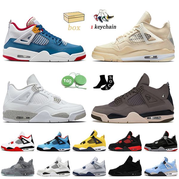 

with box 4s basketball shoes jumpman 4 messy room sail white oreo a ma maniere women mens sports trainers midnight navy seafoam black cat un