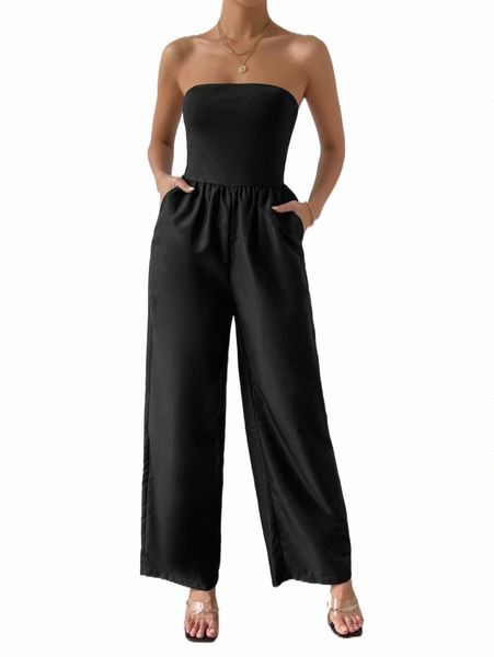 

women's jumpsuits & rompers slant pocket tube jumpsuit 92sj#, Black;white