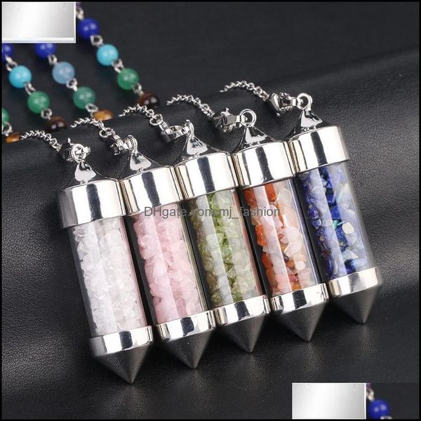 

pendant necklaces glass mini wishing bottle pendant seven chakra divination dowsing cone point pendum yoga pendants amet wi mjfashion dhlyz, Silver