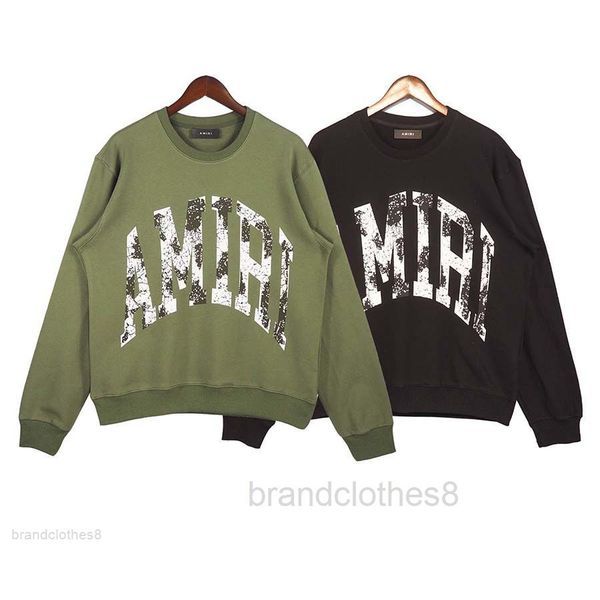 

amiiriss designer hoodie pullover sweatshirt long sleeve fall casual street fashion brand old crack black white letter printed round e6f4