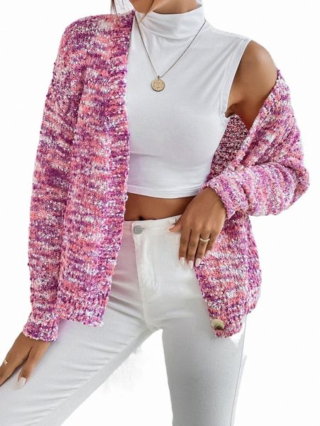 

women's sweaters space dye drop shoulder cardigan o59b#, White;black