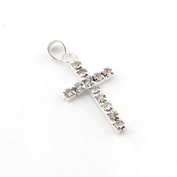 

100pcs rhinestone cross charm pendants for jewelry making diy handmade craft 29x15mm, Bronze;silver