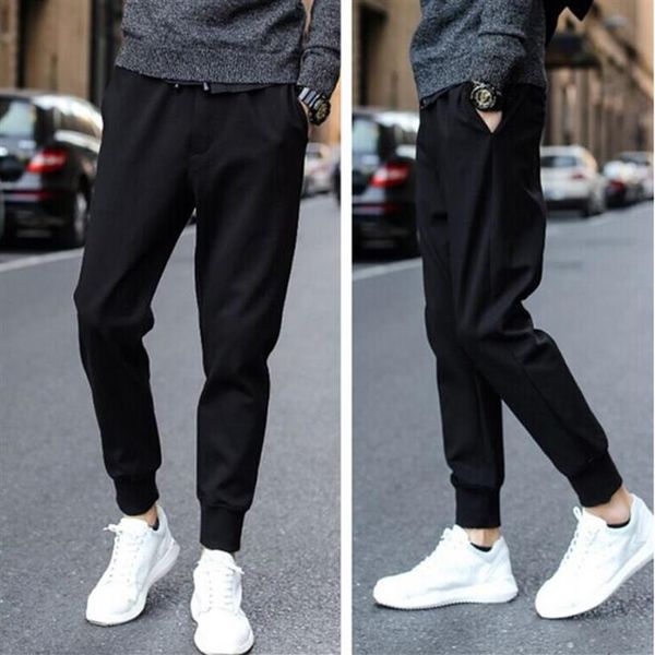 

men harem pants japanese casual men's leggings trouser man jogger pants winter tide korean slim pants217o, Black