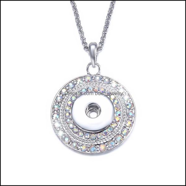 

pendant necklaces snap button jewelry rhinestone round shape pendant fit 18mm snaps buttons necklace for women men noosa d bdejewelry dhstl, Silver
