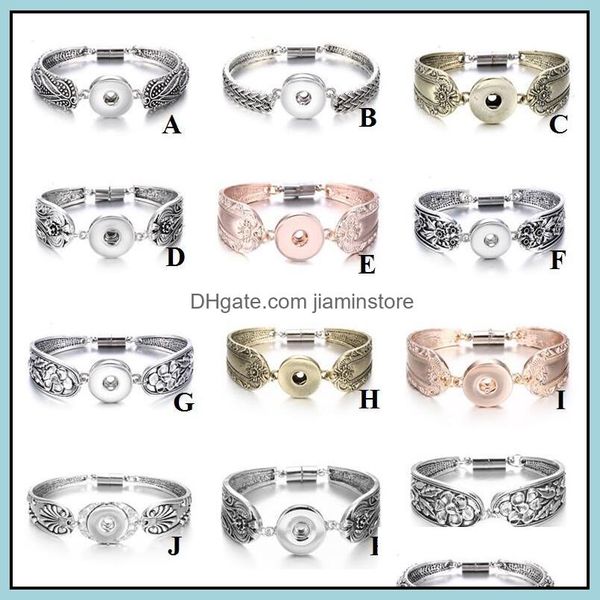 

charm bracelets 12 styles noosa snap bracelet jewelry magnetic ginger buttons chunk charm bangle fit diy 18mm snaps drop dhseller2010 dhxal, Golden;silver