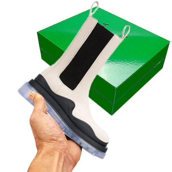 

white/transparent women man bottega boots luxury tire lean leather chelsea women's booties men lug platform chunky shoes lady knight lo, Black