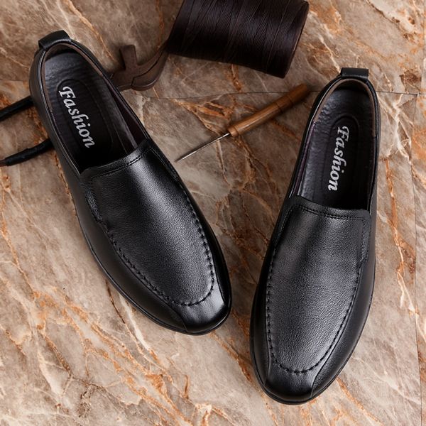 

leather shoes 2022 autumn black sewing thread wear-resistant soft sole, Red;white