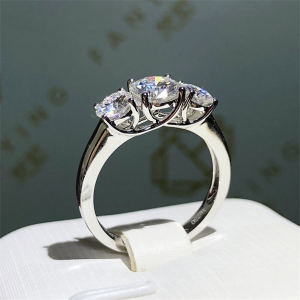 

wedding rings 9k white gold round cut jewelry engagement anniversary 2ctw 65mm 220829, Slivery;golden