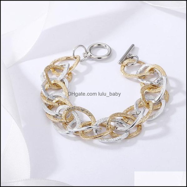 

link chain mtilayer hollow thick matte gold sier color link chain bracelet for women gifts friends jewelry wholesale drop d lulubaby dhuhq, Black
