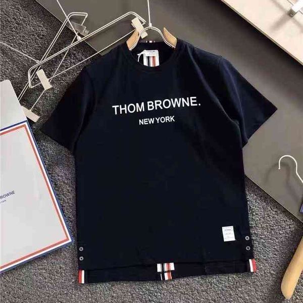 

designer t shirt thom brow's trendy brand tb tom brown ginza tokyo japan limited couples back color stripe short sleeve t-shirt loose c, White;black