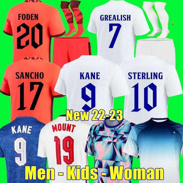 

angleterre foden soccer jersey 2022 kane sterling grealish rashford mount bellingham sancho 22 23 national football shirt men kids kit, Black;yellow