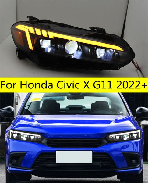 

headlights assembly for honda civic x g11 2022-in car led fog head lights upgrade high beam daytime running light turn signal
