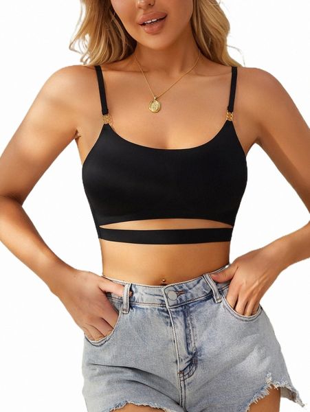 

women's sleepwear o-ring cut out bralette 2022 new n9y7#, Black;red